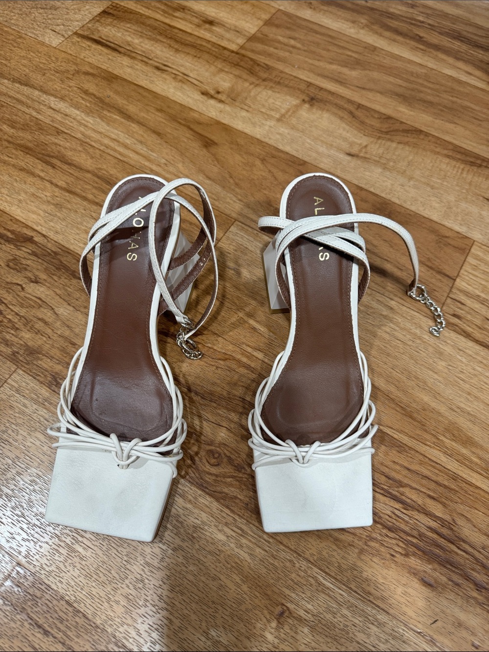 ALOHAS strappy white block heel sandals